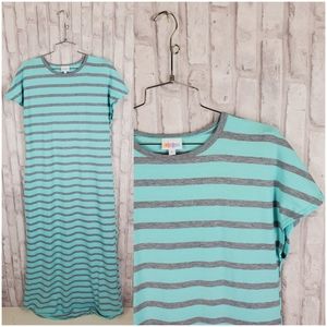 Lularoe Tiffany blue and grey maxi shirt dress